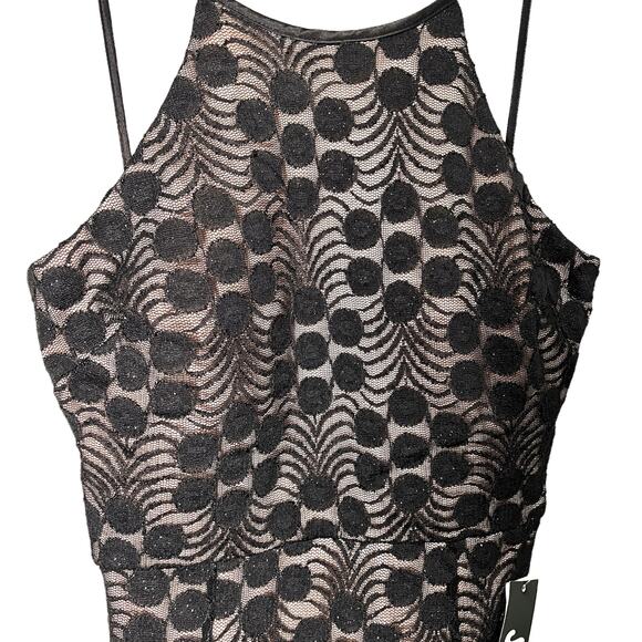 MACY'S JUMP APPAREL NWT Nude Cream & Black Lace Maxi Dress Gown - Size 3/4 - Picture 3 of 10